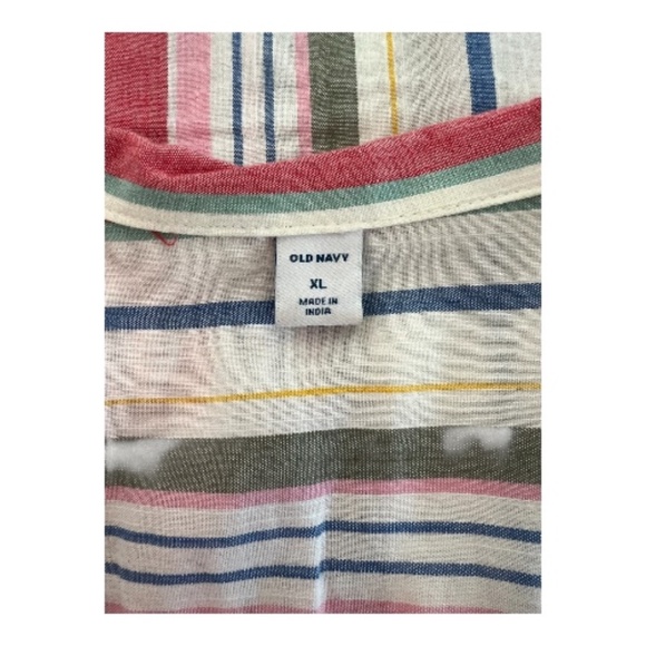 EUC Old Navy women’s multicolor striped short sleeve button up blouse | size XL - Picture 5 of 6